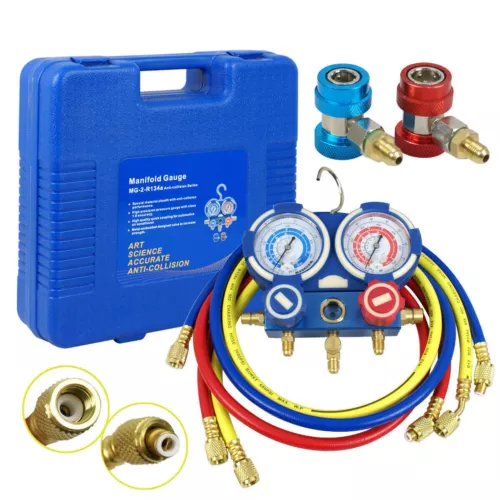 R410A R22 HVAC A/C Manifold Gauge Set Air Refrigeration Kit Pressure Guage