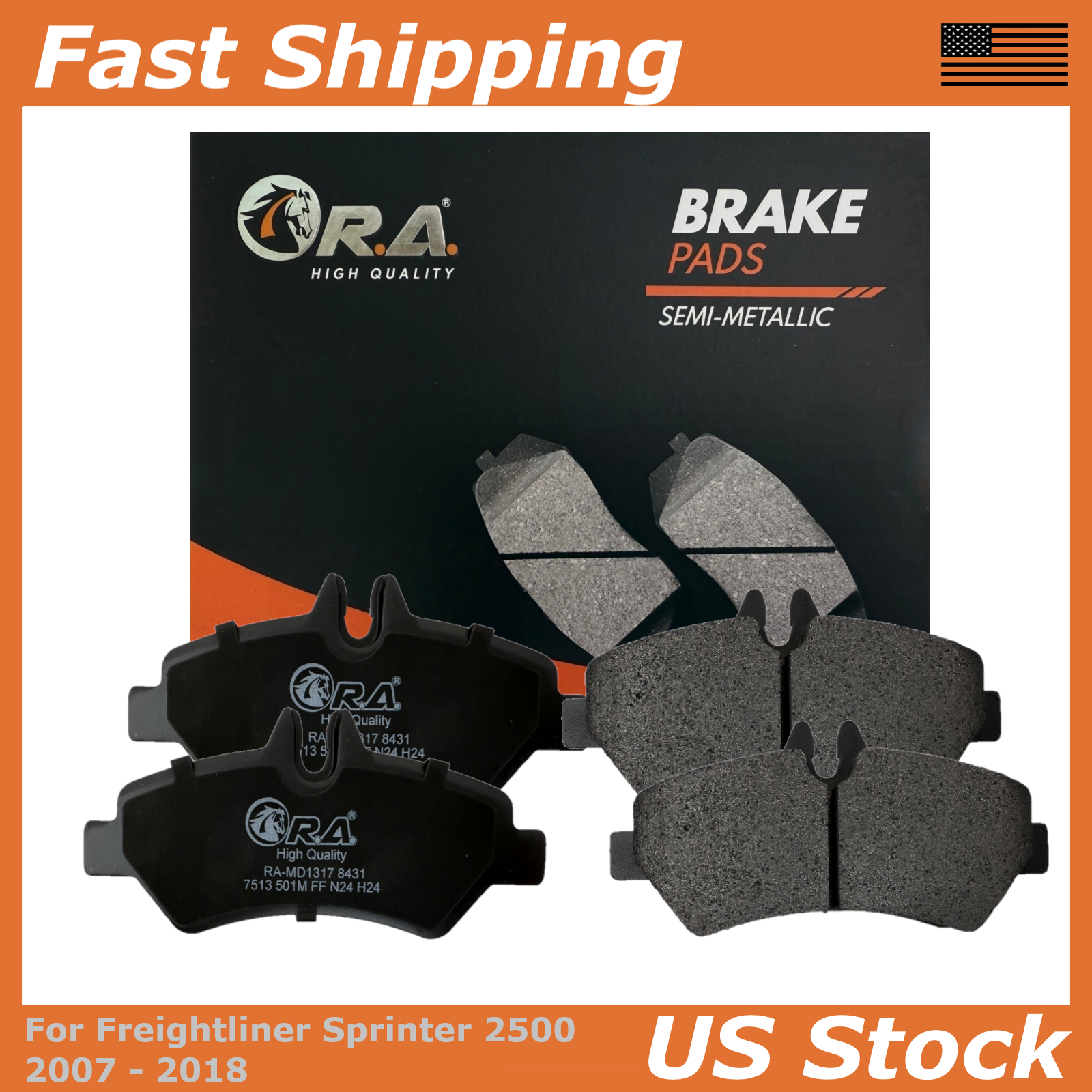 Rear Disc Brake Pads for 2007 - 2018 Freightliner SPRINTER 2500 2.1L 3.0L Van
