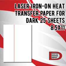Laser Iron-On Heat Transfer Paper for Dark garments Red Line 25 Sheets 8.5x11