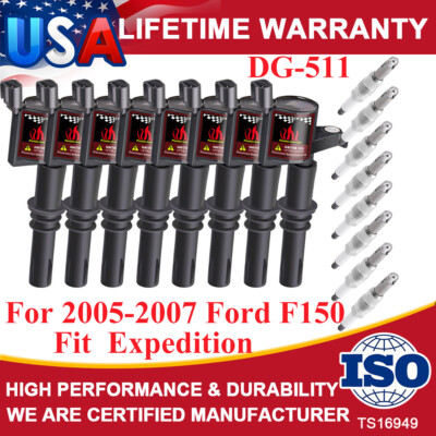 8 gnton Cols & Spark Plugs for 2005-2007 Ford F150 Truck V8 5.4L