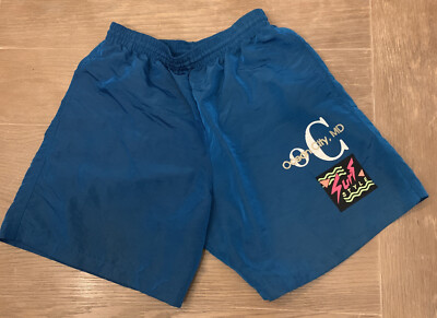 Vintage Surf Style Logo Shorts Blue/Green Iridescent Size S Ocean City  Maryland