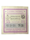 Costa Rica old lottery ticket LOTERIA POPULAR J.P.S January 26th, 1978. Lot 2418