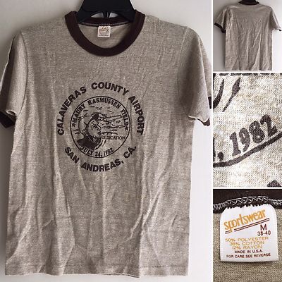 Calveras County Airport Maury Rasmussen Field Dedication 1982 Ringer T-Shirt 80s