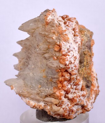 4 cm ROT ORANGE ZEOLITH STILBIT LAUMONTIT CALCIT KRISTALLE PERU FB59