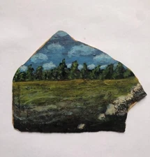 картина міні пейзаж поле ліс небо акрил 4х5 дюймів