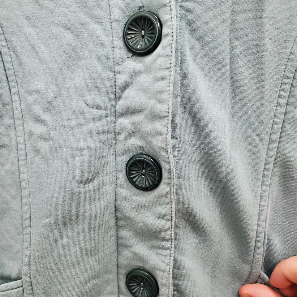 Nick & Mo Women's Y2K Aqua Jersey Knit Victorian Lolita Button Ruffle Jacket S - Image 3 of 4