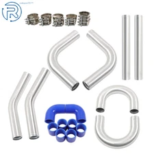 Universal Aluminum 2.5" Turbo Intercooler Elbow Pipe Kit + Silicone Hose + Clamp