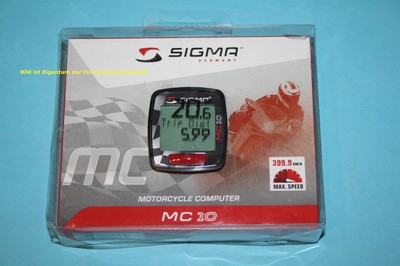 SIGMA MC10 Motorrad Bordcomputer bis 399,9 km/h / Uhr / Fahrzeit / Tacho digital