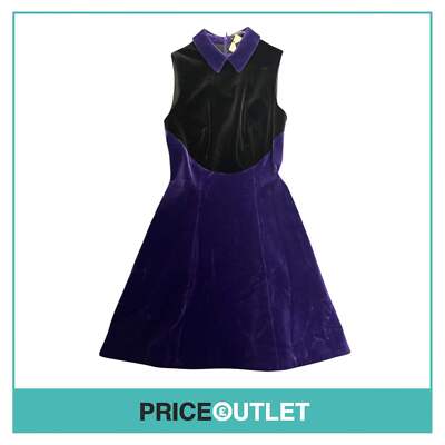 Christopher Kane - Black and Purple Velvet Dress with Collar - Size 8 - BRAND NE
