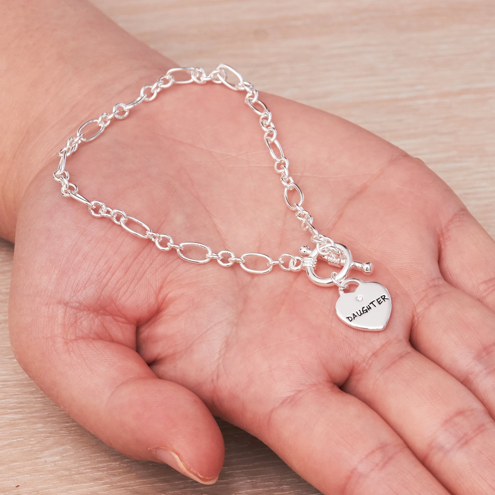 Daughter Charm Bracelet Created with Zircondia® Crystals by Philip