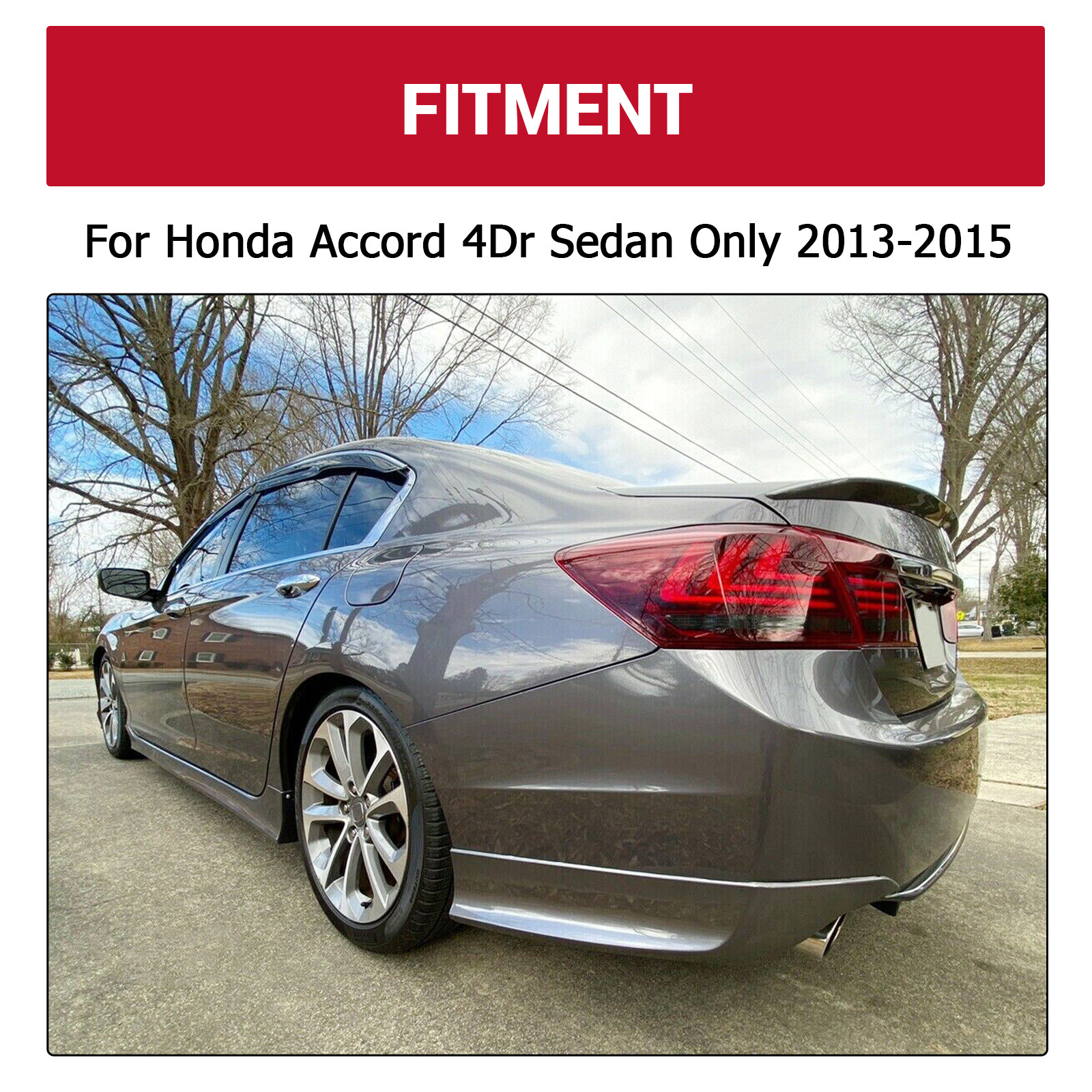 2013 Honda Accord Rear Bumper HECASA For 2013-15 Honda Accord 4-DR HFP-Style Black Rear Bumper