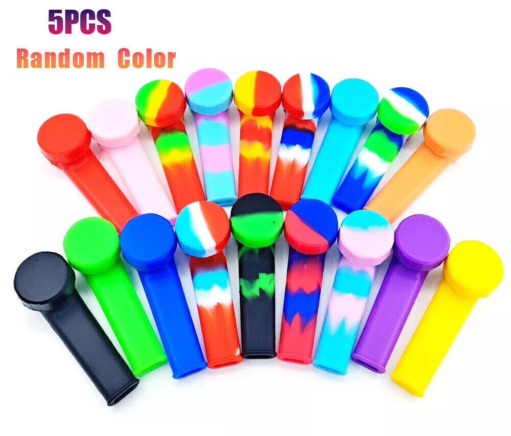 Silicone Pipe With Cap & Stainless Steel Bowl New Lot Of 2/4/5/10 Mixed Color