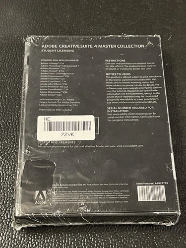 ADOBE CS4 CREATIVE SUITE 4 MASTER COLLECTION Mac OS Student Licensing Sealed New