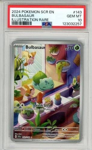 PSA GEM MT 10 Pokemon TCG Bulbasaur 143/142 Sv07: Stellar Crown Holo IR (2024)