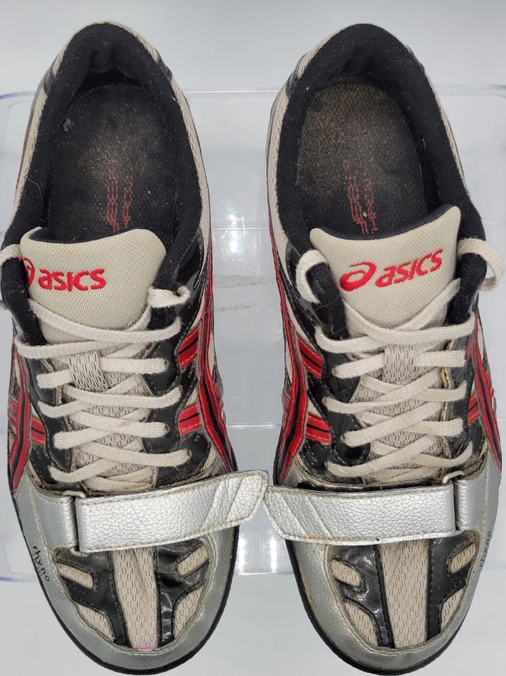 Zapatos de pista Asics para hombre 7,5 Speva Rhyno piel con cordones gris rojo GN808 Foto 3 de 4
