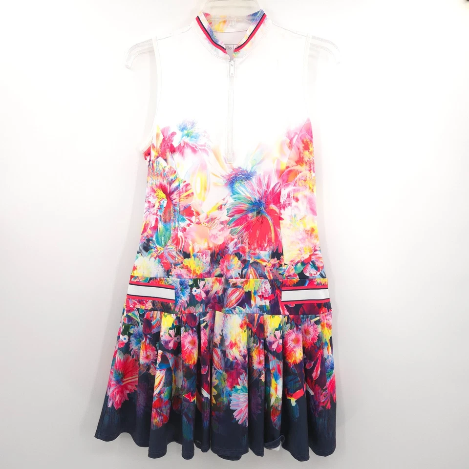 Lucky in Love Vestido Tenis Golf Talla S (4-6) Tropical Punzón Plisado Bolsillos Foto 2 de 4