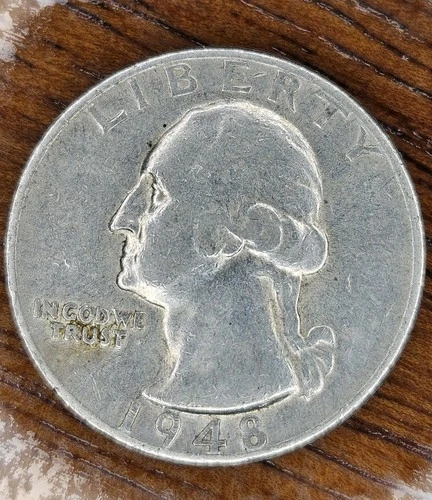 1948-S Washington Silver Quarter - 90% Silver - San Francisco Mint - Nice Luster