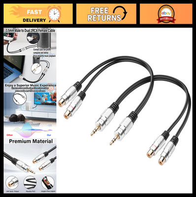 3.5mm to Dual RCA Audio Cable Y-Splitter - 2PCS 1/8'' Male to 2RCA Female, 9.8in