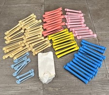VTG Plastic Swing Arm Perm Rods Rollers Curlers Some Elastic W/Papers Lot Of 71