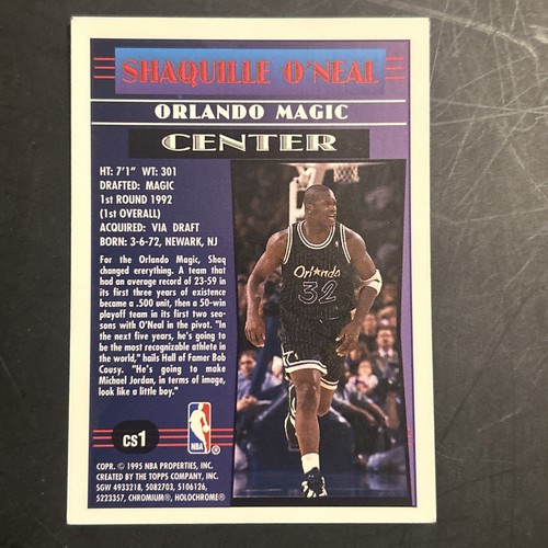1994-95 Shaquille O'Neal Topps Finest Corner Stone #CS1 - Picture 2 of 4