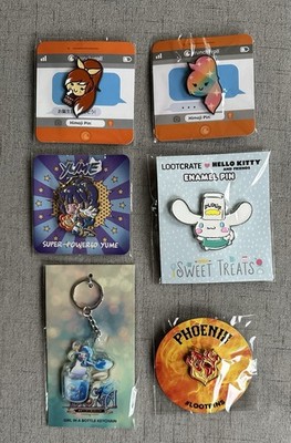 Crunchyroll Lootcrate Himoji Pins Plus Yume Hello Kitty Merc Storin 6 Items