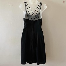 VINTAGE 90s MODA INTERNATIONAL SLEEVELESS LITTLE BLACK DRESS W CROSS BACK STRAPS