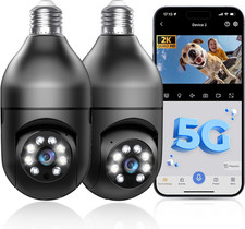 Light Bulb Security Camera 5G/2.4Ghz Wifi 2K Lightbulb Security Cameras Wireless