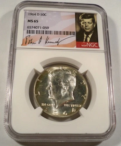 1964-D NGC MS65 SILVER KENNEDY HALF DOLLAR 50c MS 65