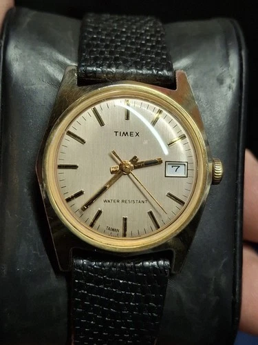 Timex Sprite 1978 Gold Tone Mens Vintage 1970s Mechanical Handwind Watch...