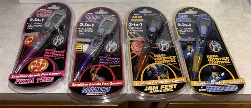 Excalibur 2 In 1 LCD Game Pen Pizza Time Double Play Baseball Jam Fest Snow