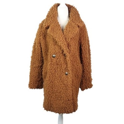 Forever 21 Cognac Brown Shaggy Fuzzy Teddy Bear Coat Small
