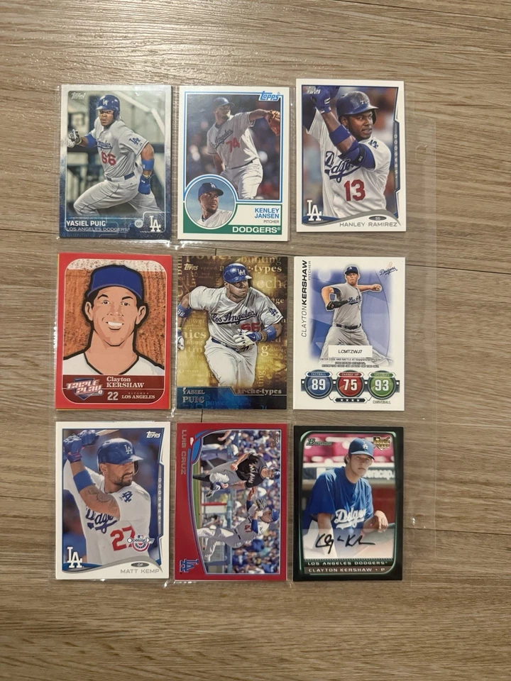 Lote de tarjetas de béisbol de los Dodgers de Los Ángeles Kershaw Ryu Puig Kemp Koufax Seager Foto 3 de 4