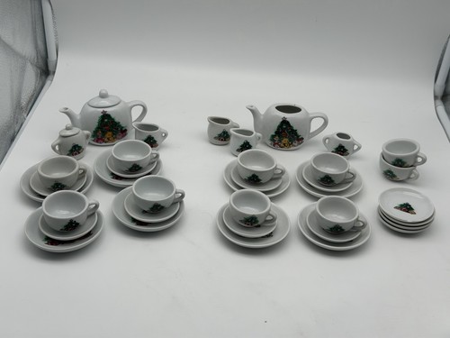 Vintage Child Porcelain 37pcs Mini Play Tea Set Christmas Tree, Teddy Bear Gifts - Picture 14 of 18