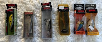 Lot of 6 - Rapala Fishing Lures Various Colors - NEW in Box