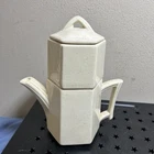 Vintage McCoy Potter Tea Pot with Infuser Ceramic Hexagonal, Coffee, Made in USA
