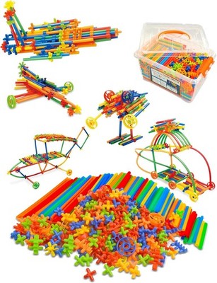 600PCS STEM Building Toys, Straw Constructor Toys up Grade Engineering Building