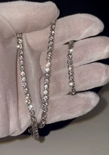 Unisex Stainless Steel 4mm 18” 1 Row Cubic Zirconia Tennis Necklace ANTI-TARNISH