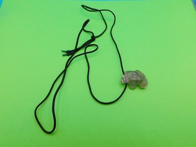 Natural Fluorite Turtle Frog Carved Stone Pendant Necklace Adjustable Cord