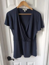 Halston Navy Blue Blouse L