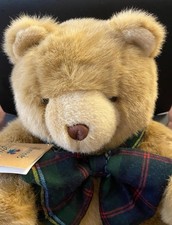 HARRODS HIGHLAND Christmas Plush Plaid Brown Teddy Bear 1994 Vintage New