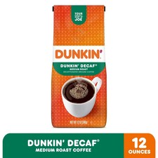 Dunkin Decaf Original Blend Ground Coffee, Medium Roast, 12 oz, bag New