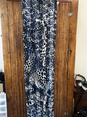 Vintage Codello Silk Abstract Print Blue Leopard Rectangular Scarf 68 X 16