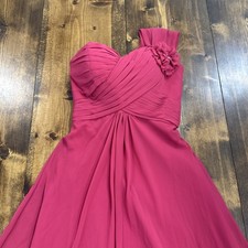 Bill Levkoff Pink Fuchsia Bridesmaid Dress Formal Sz 4 Chiffon One Shoulder GUC