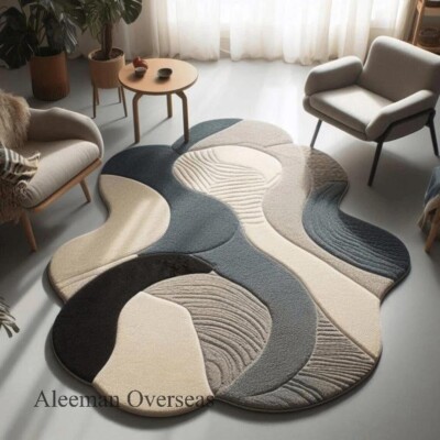 Irregular Modern Hand Tufted 100% Nz Wool Area Rugs For Home Living Room Bedroom