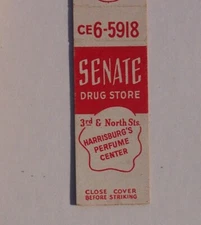 1950s Ten-Strike Senate Drugs 43333 Harrisburg PA Dauphin Co Matchbook