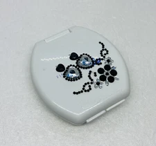 Vintage Idea Village Light Up Double Mirror Handheld On The Go Makeup Jeweled 35