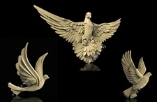 3 Pcs STL 3D Models FLYING DOVES for CNC Router Aspire Artcam 3D Printer Milling