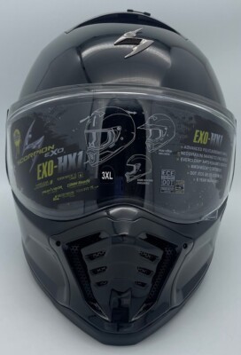 Scorpion EXO-HX1 Helmet Solid Polycarbonate shell Gloss Black 3XL Open Package