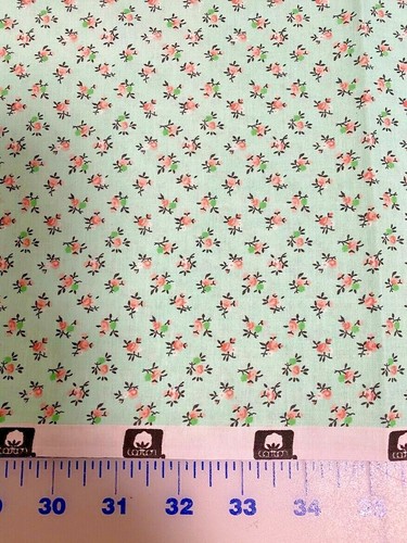 Pretty Mint calico cotton Studio Fabric per yard quilt / sew 44" - Picture 4 of 4