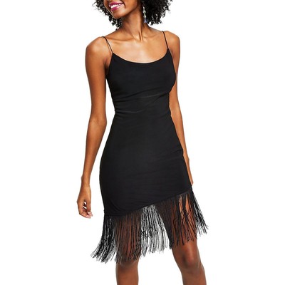 B. Darlin Womens Black Tight Mini Fringe Trim Bodycon Dress Juniors M BHFO 8591
